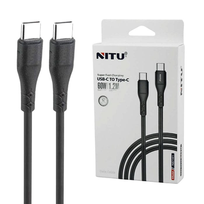 کابل Type-C به Type-C نیتو NITU NC141 طول 1.2 متر 60 وات